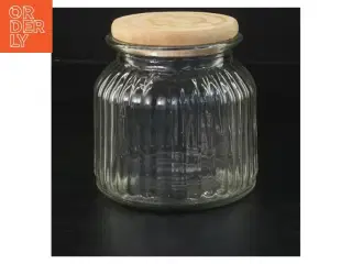 Glasbeholder med IRMA-pigen trælåg (str. 11x11 cm)