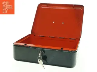 Sort pengekasse med nøgle (str. 25 x 20 cm)