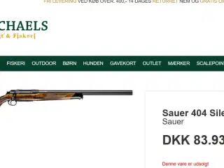 NY Sauer 404 Silence med grad 8 skæfte.