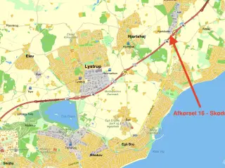 Erhvervsjord klar til at bebygge - lige ved Djurslandsmotorvejen - Afkørsel 16 Skødstrup