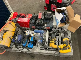 8 stk. El værktøj, Gasvarmer, div. batterisæt