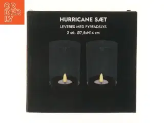 Hurricane fyrfadslys sæt (str. 2 stk Ø 7,5xH14 cm)