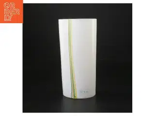 Hvid glasvase med farvestriber fra kostaBoda (str. 18,5 cm)