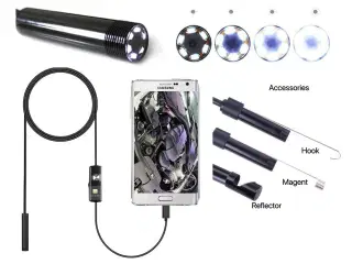 2 stk. Inspektionskamera med LED lys.