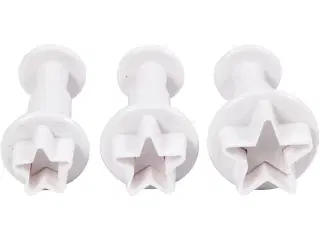 Udstikkere med præg, stjerne, diam. 2,1+2,3+2,6 cm, hvid, 3stk./ 1 pk.
