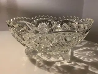 Krystal skål på 3 fødder, stor - retro