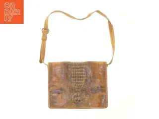 Skuldertaske i krokodillelæder (str. 27,5x22 cm)