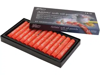 Gallery Oliepastel, L: 7 cm, diam. 11 mm, tykkelse 11 mm, vermilion, 12stk./ 1 pk.