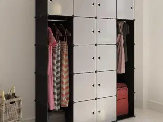 Modulskab med 14 rum sort og hvid 37 x 146 x 180,5 cm