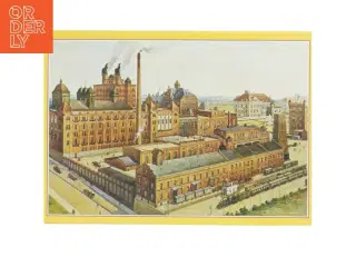 Gammelt puslespil med industrimotiv (str. 27 x 19 cm)