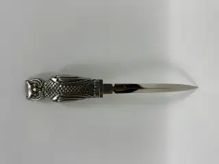 Vintage brevåbner / brevkniv i stål m. ugle