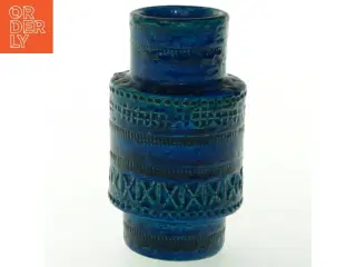 Blå keramikvase (str. 15 cm)