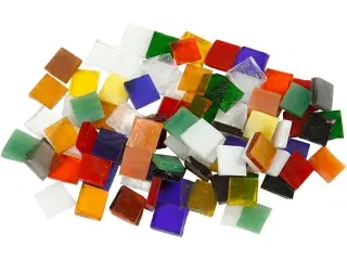 Glasmosaik, str. 10x10 mm, tykkelse 3 mm, 454g/ 1 pk.