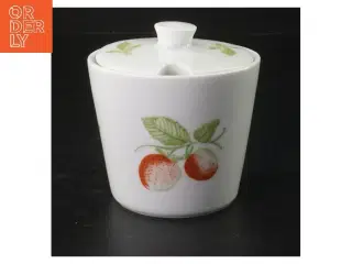 Marmeladekrukke med låg fra Lyngby (str. Ø 10 cm længde 8,5 cm)