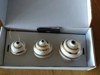 Kähler Omaggio Julekugler, 3 stk. hvid og guld