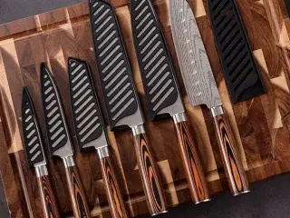 Japansk knivsæt med 6 dele – 5Cr15 rustfrit stål og pakatræ