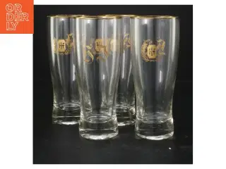 Ølglas med guldkant (str. 17 cm)