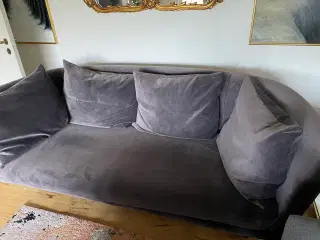 Petri sofa i mørkegrå velour med et tvist af lilla