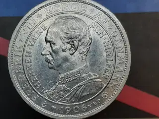 2 kr 1906 erindringsmønt, renset, sølv