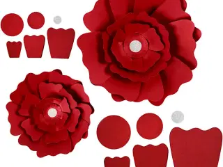 Papirblomster, diam. 15+25 cm, 230 g, rød, 2stk./ 1 pk.