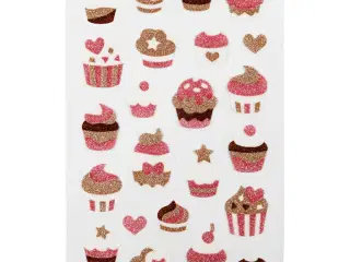 Glitterstickers, muffins, ark 10x16 cm, 1 ark