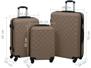 Kuffert sæt 3 stk. hardcase ABS brun