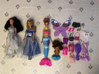 5 Barbie dukker med tilbehør