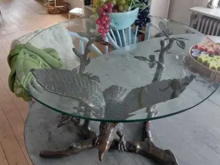 Super flot Bronze bord med ørn og glasplade