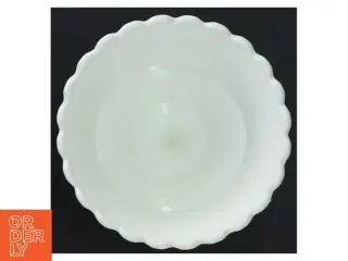 Vintage hvid presset mælkeglas skål på fod (str. 11,5x13 cm)