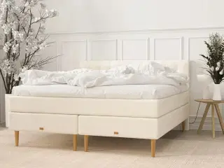 Kontinentalseng u. gavl & topmadras| 160x200 cm | Lys beige (ubrugt)