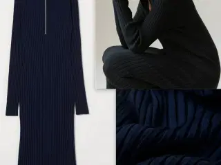 Ribstrikket blå kjole fra H&M i ren merino uld