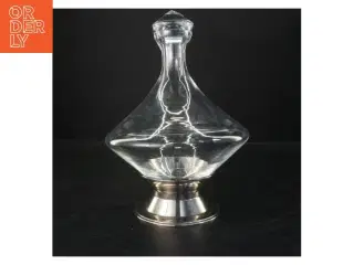 Krystalglas vin karaffel med sølv fod (str. 27 cm)