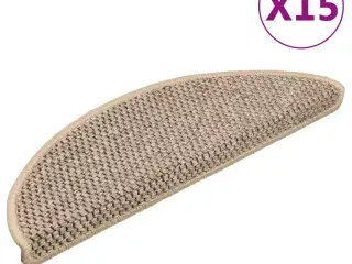 Selvklæbende trappemåtter 15 stk. 56x17x3 cm sisal-look beige