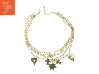 Guldfarvet bælte med charms (str. 91 cm)