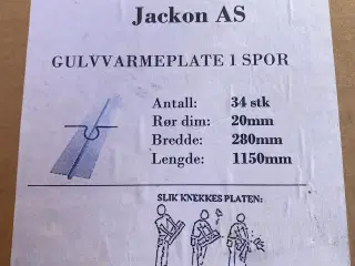 Gulvvarmefordelingsplader nye jackon 