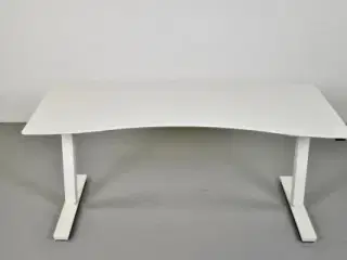 Scan office hæve-/sænkebord med hvid plade og hvidt stel, 160 cm.