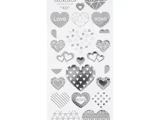 Sølv Hjerte-Stickers 10x24 cm - Elegant Dekoration