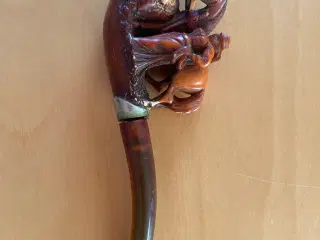 Antik merskumspibe med hest og rytter og etui