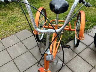 3 hjulet cykel m/ 6 udv gear og kurv bagpå