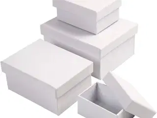 Rektangulære Æsker, H: 3,5+4,5+5,5+6,5 cm, str. 8,5x11,5+11x14 cm, hvid, 4stk./ 1 sæt
