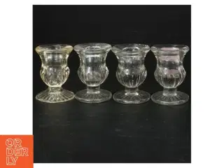 4 glas lysestager, (str. 7 cm.)