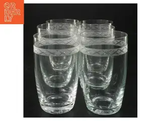 Sæt af 6 glas med indgraveret mønster fra Holmegaard, Ejby (str. Ø 7,5x11,5 cm)