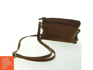 Brun læder skuldertaske (str. 12x19x7 cm)