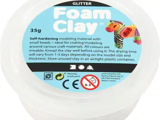 Foam Clay®, glitter, hvid, 35g/ 1 ds.