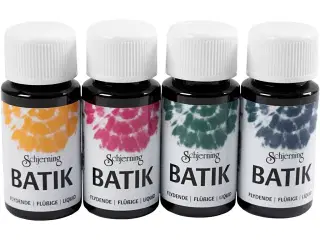 Batikfarve, marineblå, grøn, pink, majsgul, 4x50ml/ 1 pk.