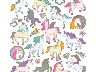 Selvklæbende Enhjørninge Stickers - 15x16,5 cm