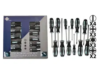 Bato skruetrækkersæt kærv/Torx/Ph/Pz 12 dele