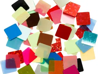 Pailletmosaik 10x10 mm - Ass. farver, 250g