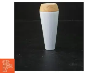 Blå vase med træbund fra Novaform (str. 13x5 cm)