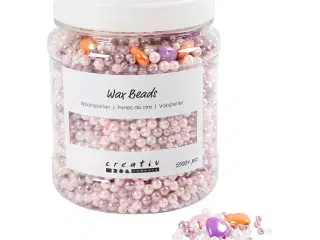 Voksperler, hulstr. 1,3-2,5 mm, pastelorange, soft rosa, lys lilla, perlemor, 425 g, 700ml/ 1 ds.